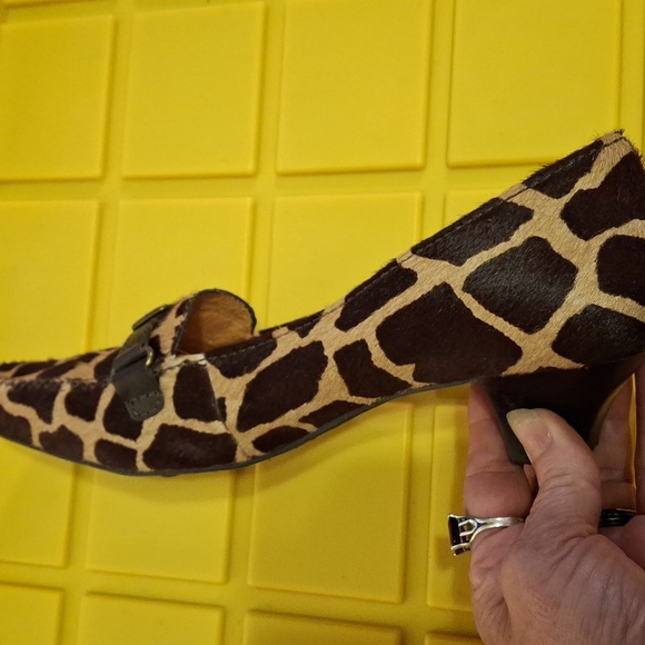 Brown and Black Animal Print Loafers with Metal Buckle - Picture 7 of 9